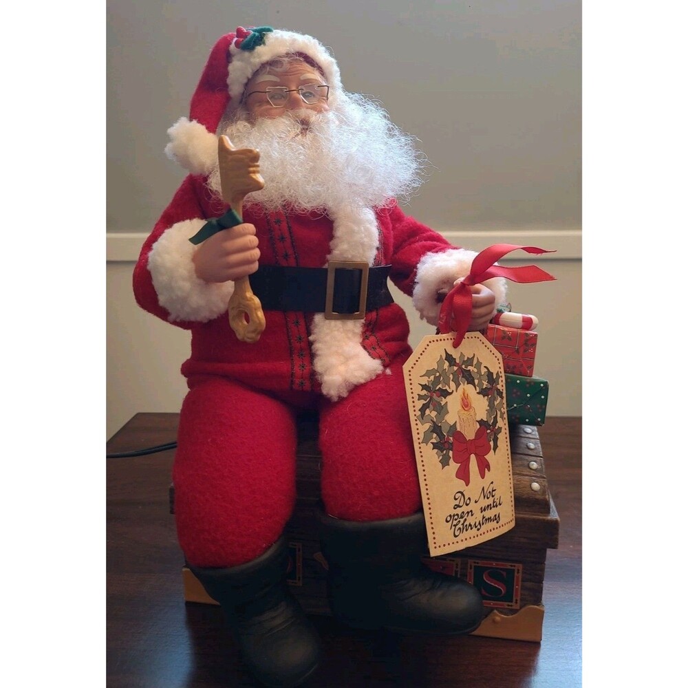 Santa On Toy Chest 1995 Holiday Creations Animated Figure Working Boxed